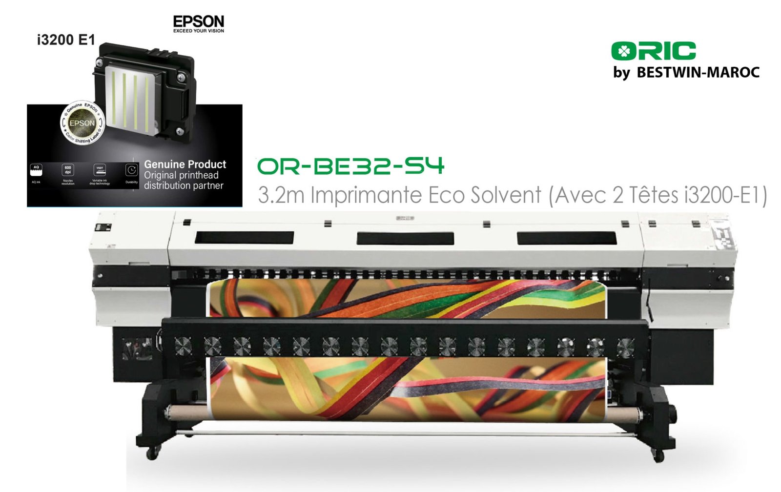 3202eco-solvent-solvent OR-BE32S4 Imprimante ECO SOL à solvant écologique 3.2m avec double têtes I3200-E1