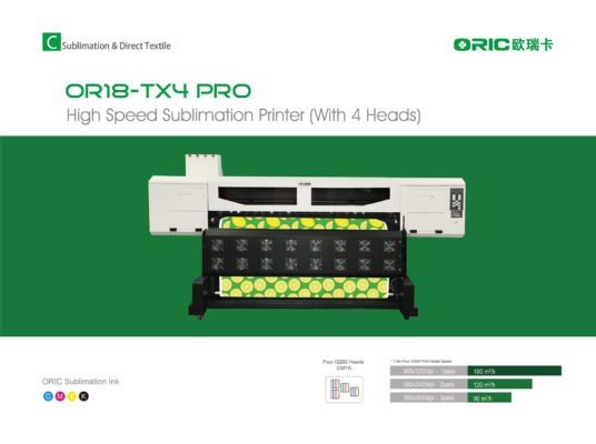 OR18 -TX3 / TX4 Imprimante à sublimation 1.8m avec quatre têtes d’impression