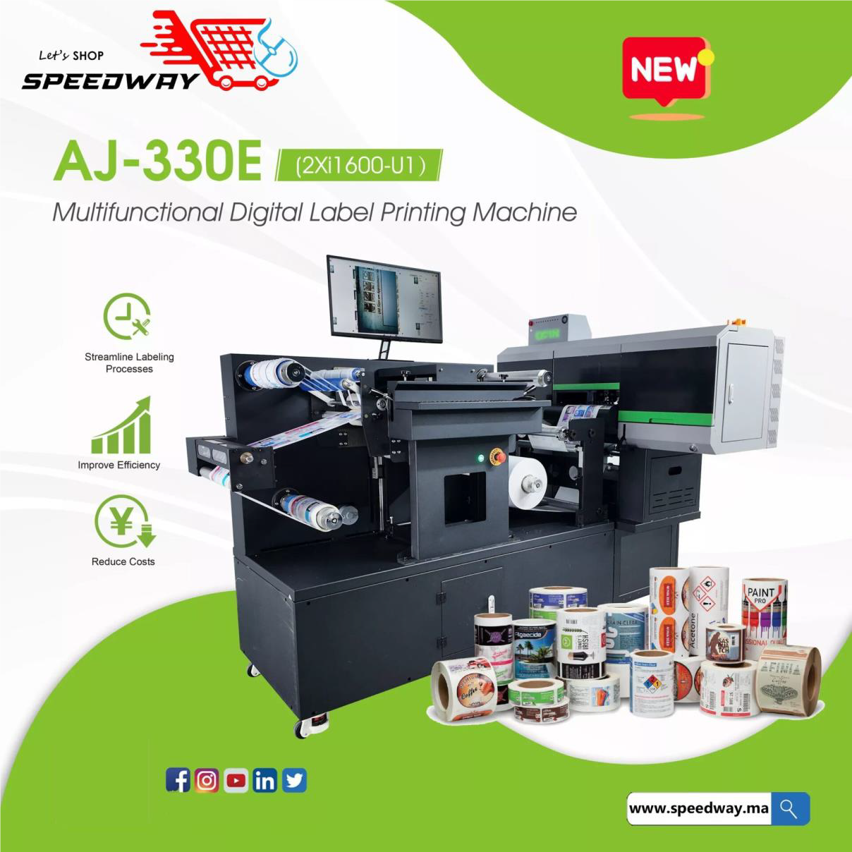 AJ33 AJ-330E Multifunctional Digital Label Printing Machine