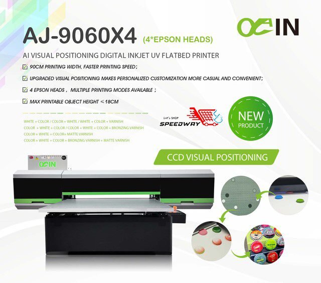 A2 Imprimante à plat UV à jet d'encre numérique à positionnement visuel AI AJ-9060X4
