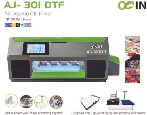 Imprimante numérique de transfert thermique pour t-shirts AINKJET AJ-301 (DTF) de bureau