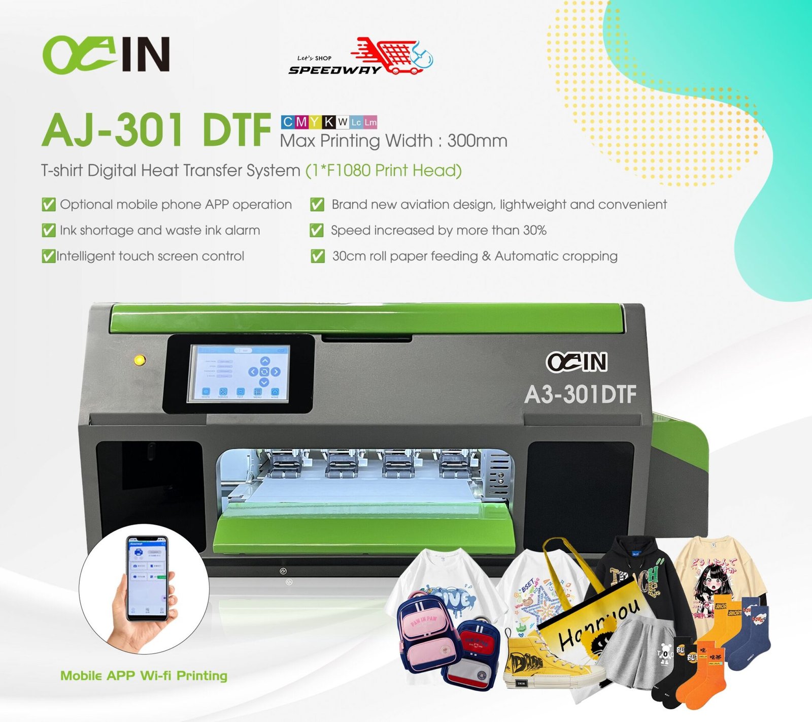 aj dtf Imprimante numérique de transfert thermique pour t-shirts AINKJET AJ-301 (DTF) de bureau